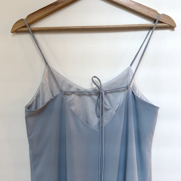 OAK + FORT Blue Satin Midi Slip Dress – Adjustable Tie-Back, Size Small - Picture 7 of 7